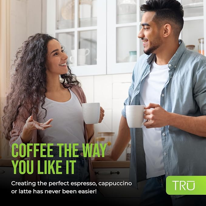 Tru Touch Screen Espresso Maker - Automatic Espresso Machine with Single & Double Shot Brew Settings - Comes with Steam Wand & Cup Warmer - Easy-to-Clean & Maintain - 56-Ounce Water Tank