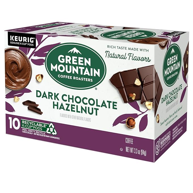 Green Mountain Coffee Roasters Dark Chocolate Hazelnut Coffee, Keurig Single Serve K-Cup Pods, 60 Count