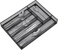 Neudeco Silverware Drawer Organizer Holder, Cutlery Tray Silverware Flatware Storage Divider for Kitchen, Bedroom, Living Room,Mesh Wire with Non-slip foam Feet, 5 Compoment（Black）