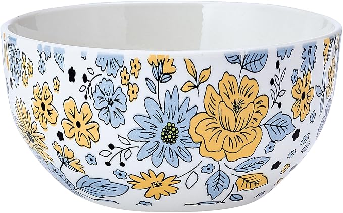 Pfaltzgtraff Vibrant Garden 12 Piece Floral Stoneware Dinnerware Plate Bowl Dish Set, Service for 4