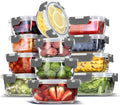 EATEX 24pc Glass Storage Containers with Lids, 12 Glass Food Storage Containers with 12 Airtight Lids for Pantry & Kitchen, Meal Prep Containers for Lunch, Oven Freezer Microwave & Dishwasher Safe
