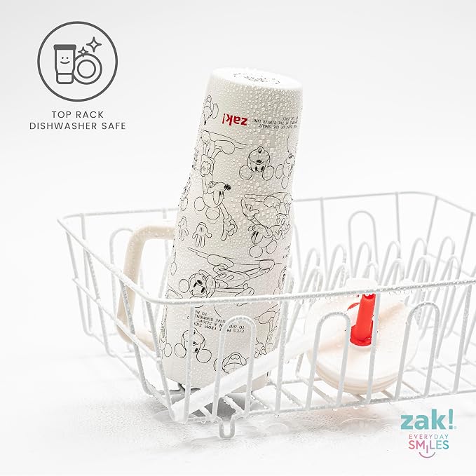 Zak Designs Disney Sutton Travel Tumbler for On the Go, 30oz Stainless Steel with Vacuum Insulation, Silicone Straw, and Carry Handle for Cold Drinks (Mickey Mouse Sketch)