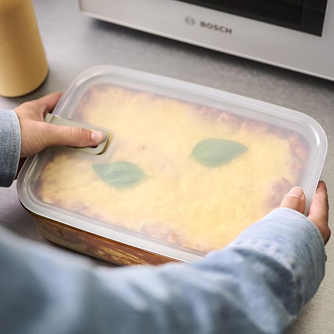 Mepal - Glass Food Container EasyClip - Container with lid & sliding closure - Meal prep boxen - Suitable for microwave, steam oven and oven - Airtight - 700 ml - Nordic sage