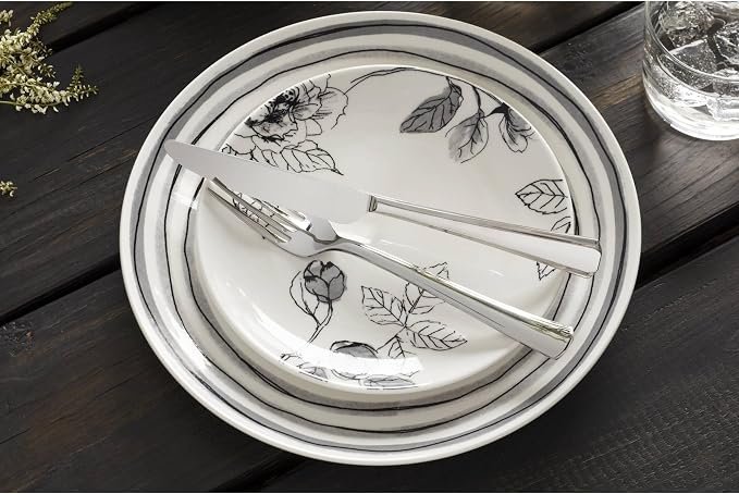 Oneida Sketchbook Piece Dinnerware Set, 12 Count, White, Dorm Necessities, Dorm Essentials
