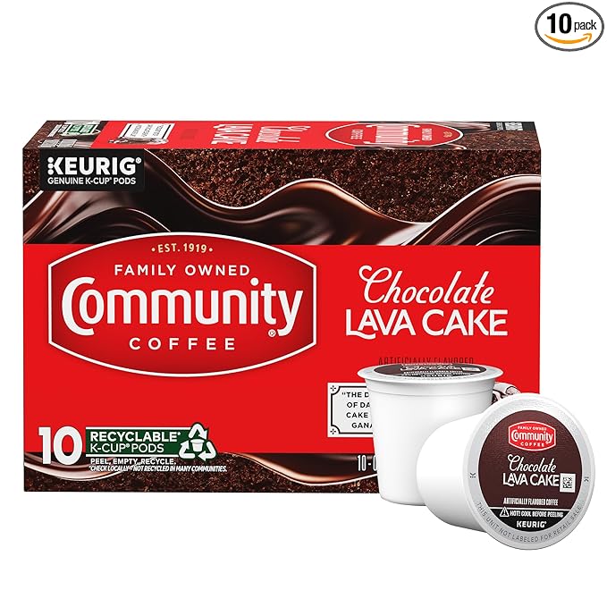 Community Coffee Chocolate Lava Cake Flavored 10 Count Keurig K-Cup Coffee Pods, Medium Roast, 10 Count (Pack of 1)