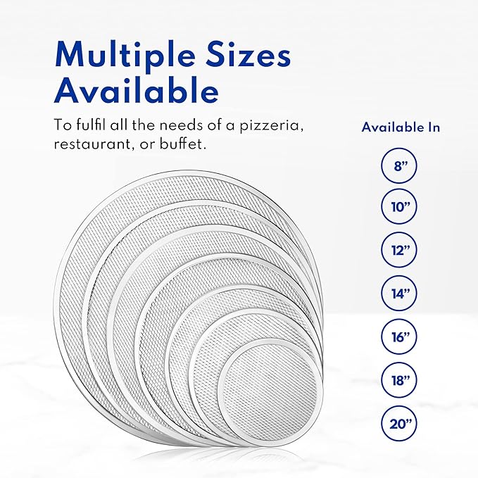 New Star Foodservice Restaurant-Grade Seamless Aluminum Pizza Baking Screen, 14 Inch, Pack of 6