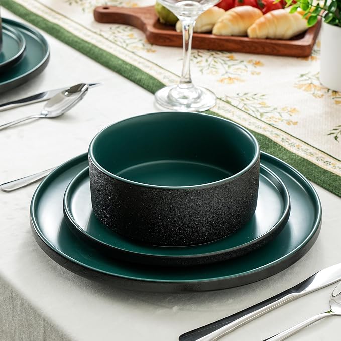 26 OZ Ceramic Cereal Bowls Set, 6 Inch, Set of 4, Modern Green | Handcrafted, Dishwasher & Microwave Safe, For Breakfast, Soups, Oatmeal, Ramen, Pho, Udon, Soba