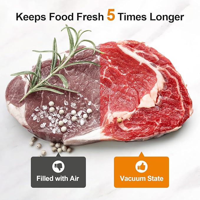 Vacuum Sealer for Food, Electric Food Vacuum Sealer Machine with Digital Display, 8 Preset Modes, Built-in Cutter, Includes 3 Food Storage Containers & Full Starter Kit