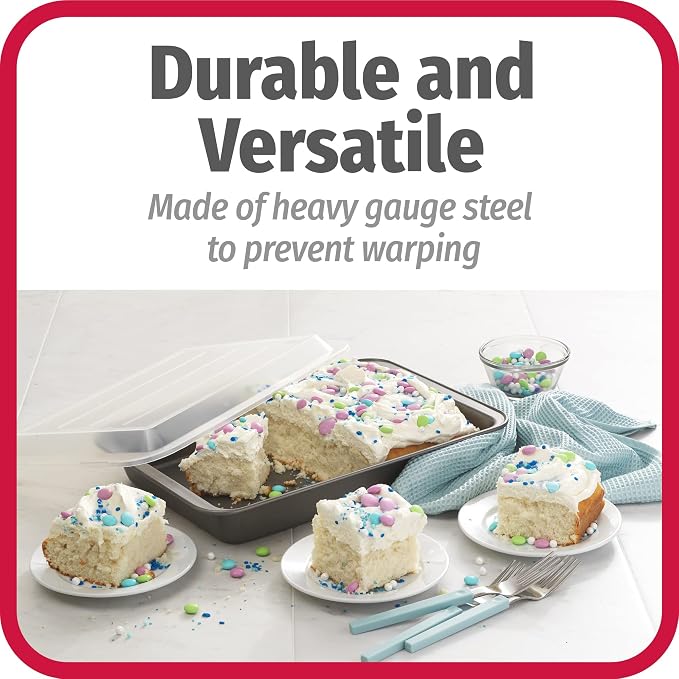 GoodCook Set of 2 Nonstick Steel 13" x 9" Cake Baking Pans with Covers,Gray,(Pack of 6)
