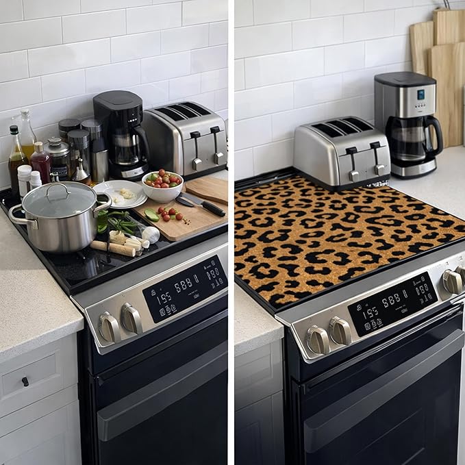Decorative Electric Stove Top Covers, Heat Resistant Silicone Stove Cover Mat, Stove Top Protectors for Electric Flat Glass Stoves, Adds Extra Counter Space for Small Kitchens and Apartments
