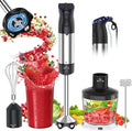 Electric Immersion Blender Handheld 1200W, 5-in-1 Hand Blender Mixer for Kitchen with 20-Speed & Turbo Boost, 800ml Beaker, 600ml Chopper, Whisk and Milk Frother for Smoothie, Soup, Puree, Baby Food