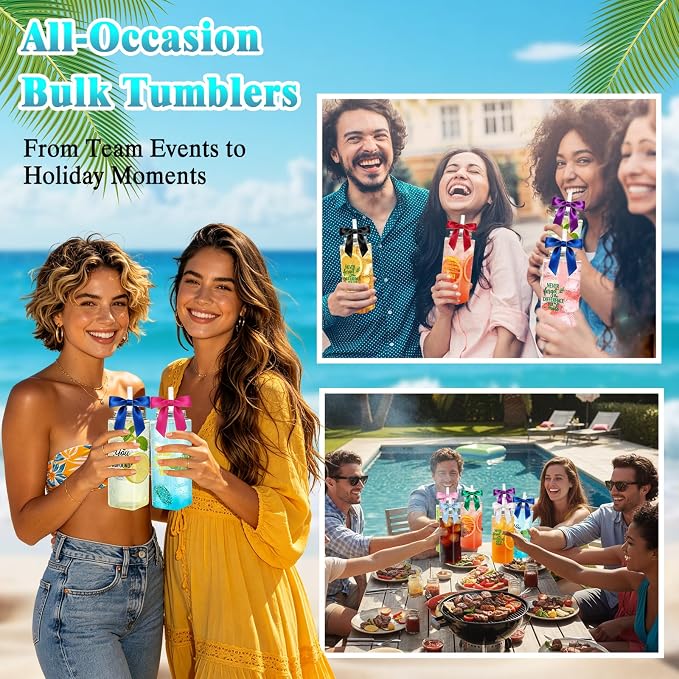 50 Pcs Employee Appreciation Tumblers 17 oz Inspirational Thank You Acrylic Skinny Cups with Lids Straws & Satin Bows for Staff Coworker Teacher Nurse Office