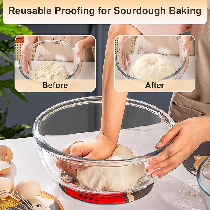 6.3 Quart Large Glass Mixing Bowl for Sourdough Bread,11.5 Inch Large Capacity Clear Sourdough Proofing Bowl for Sourdough,Salad,Cooking Prepping and Food Storage