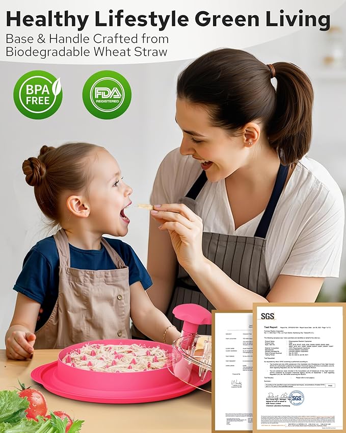 Large Wheat Straw Chicken Shredder: Heavy Duty & Anti-Slip for Chicken/Pork/Beef, Dishwasher Safe & BPA Free, Deep Design for Cooking Enthusiasts