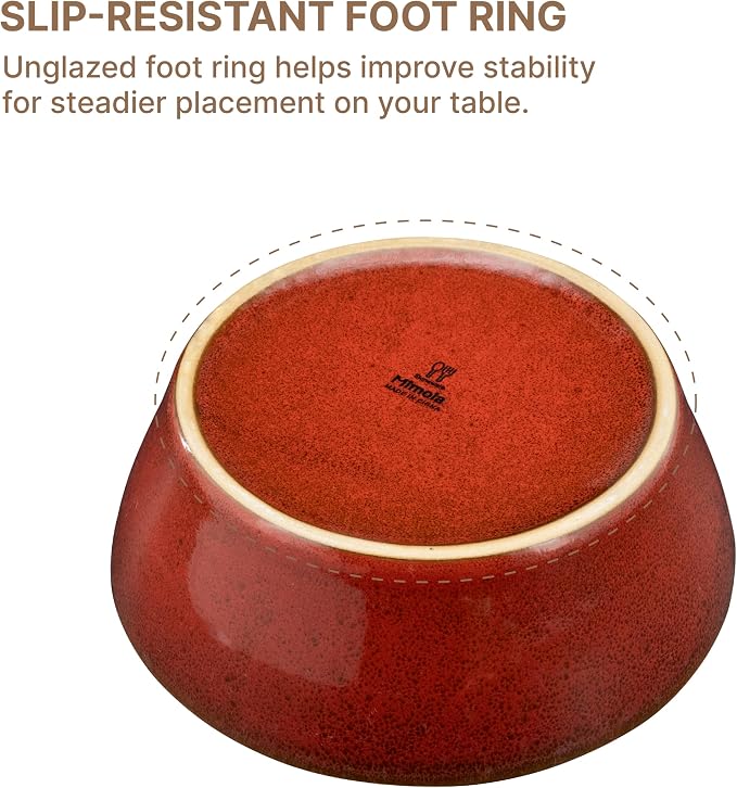Mimola Stoneware Dinnerware Sets Service for 4, 16 pcs Reactive Glaze Plates and Bowls Sets, Handmade Ceramic Dish Set, Highly Chip and Crack Resistant Modern Plate Set (china red)