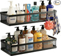 PUSDON Mesh Shower Caddy Wall Mount, Heavy Duty Adhesive Bathroom Shelf Organizer, Rustproof Floating Spice Rack for Kitchen Pantry, Holds 50 LBS, Multi-Purpose Storage Black-2 Packs (Netting)