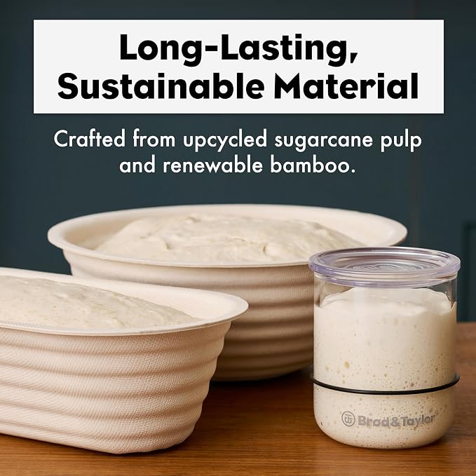 Brod & Taylor Banneton Boule 8.5” Proofing Basket for Sourdough & Artisan Bread Baking – Stackable, Made From Bamboo & Sugarcane Pulp (1-Pack)
