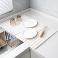 Extral Large Quick Dry Stone Drying Mat for Kitchen Counter,28x16 Inch Collapsible Eco-Friendly Absorbent Diatomaceous Earth Mat for Dishes Cups (White-Upgraded Version, 16x12 inch)