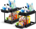 IRIS USA Under Sink Organizer, 2 Pack, Pull Out Under Cabinet Organizers and Storage, Kitchen Shelf Pantry Bathroom Under Counter, Cleaning Supplies, Vertical Spice Rack Slide Out Drawer, Easy Install