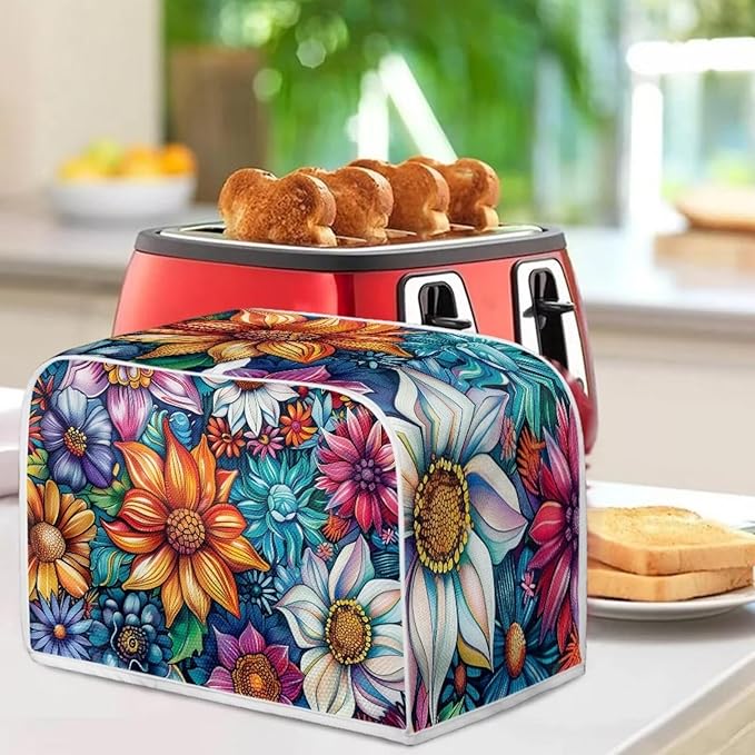 Bright Blossoms Dust Cover Set Washable Coffee Maker Appliance Blender Covers Boho Mandala Floral Bread Maker Toaster Protection Kitchen Accessories