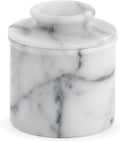 RSVP International White Marble French Butter Pot, Holds One Stick or 1/2 Cup | Made From Natural White Marble | Keep Butter Fresh & Spreadable at Room Temperature in Crock Dish