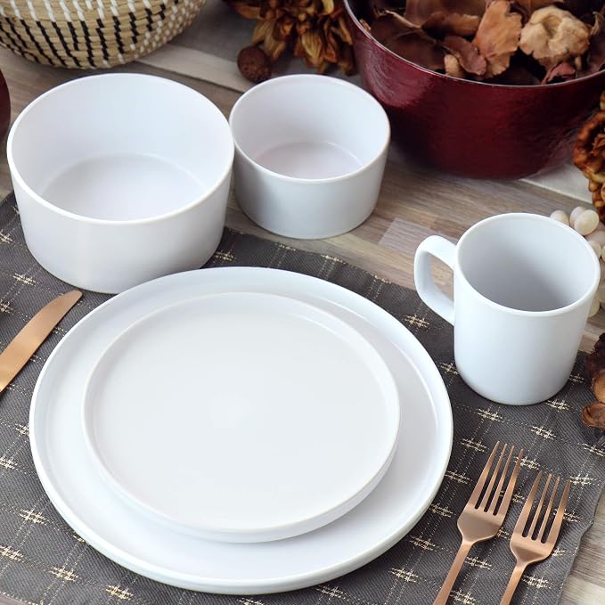 Elama Luxmatte Contemporary Dinnerware Set (1, White)