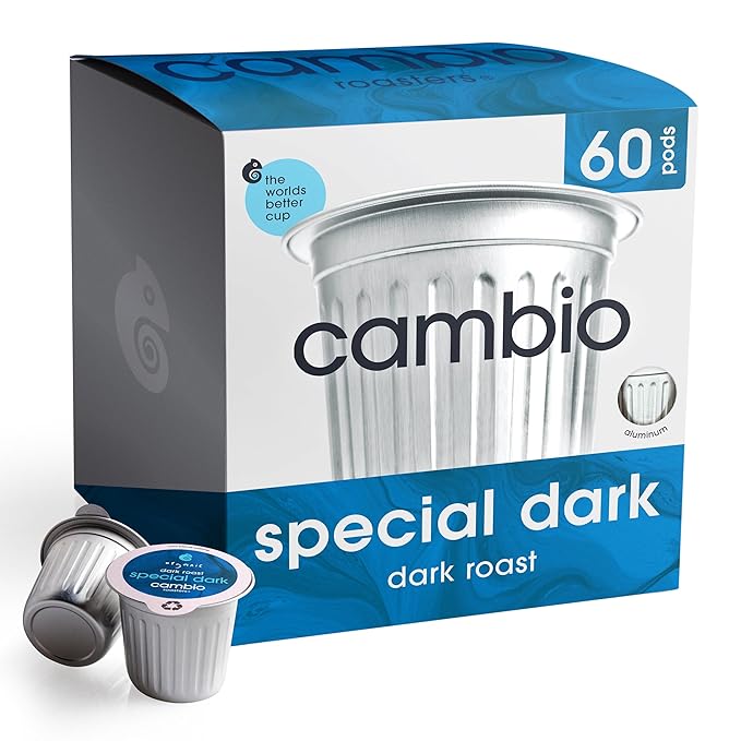 Cambio Roasters Special Dark Roast Organic Coffee Pods - The Only Organic Recyclable Aluminum Coffee Pods, Small Batch Roasted, Keurig® Compatible, Lower Acid, Bold Flavor, Lasting Freshness, 60 Count