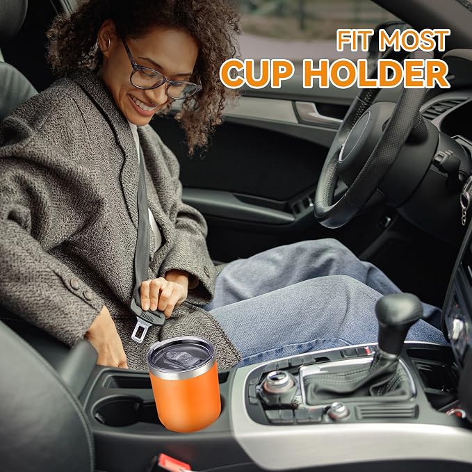 30 oz Tumbler with Lid Stainless Steel Tumblers Bulk Vacuum Insulated Cup Reusable Powder Coated Travel Mug Double Wall Leak Proof Cups Keep Cold Drinks for 12 Hours Orange, Set of 8