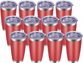 VEGOND 20oz Tumbler with Lid and Straw Stainless Steel Tumbler Cup Bulk Vacuum Insulated Double Wall Travel Coffee Mug Powder Coated Coffee Cup, Red, 12 Pack