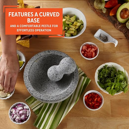IMUSA USA Super Heavy Traditional Granite Molcajete Spice Grinder, 8-Inch, Gray, 8