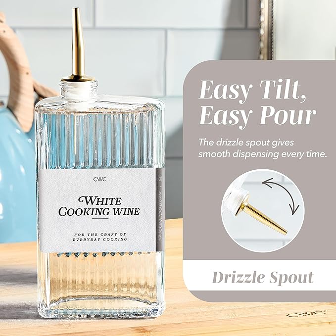 COOK WITH COLOR Olive Oil Dispenser Bottle - 2 Pk Glass Oil Dispenser for Kitchen - Condiment, Coffee Syrup & Vinegar Dispenser, Olive Oil Cruet, Includes 4 Auto Pourer Spouts