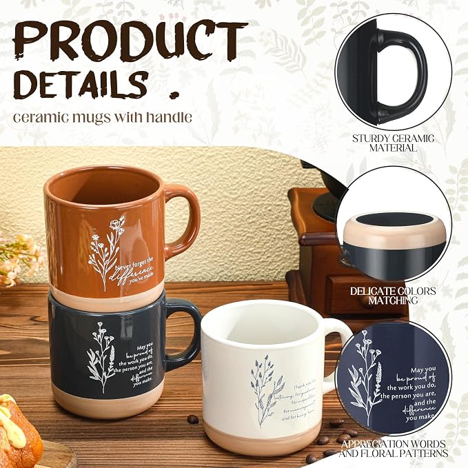 Didaey 10 Pcs Thank You Mugs Bulk Appreciation Gifts for Employee Teachers Cna Week Coworkers Office School Staff Work Team Employee Appreciation Gifts Inspirational Ceramic Thank You Coffee Mugs