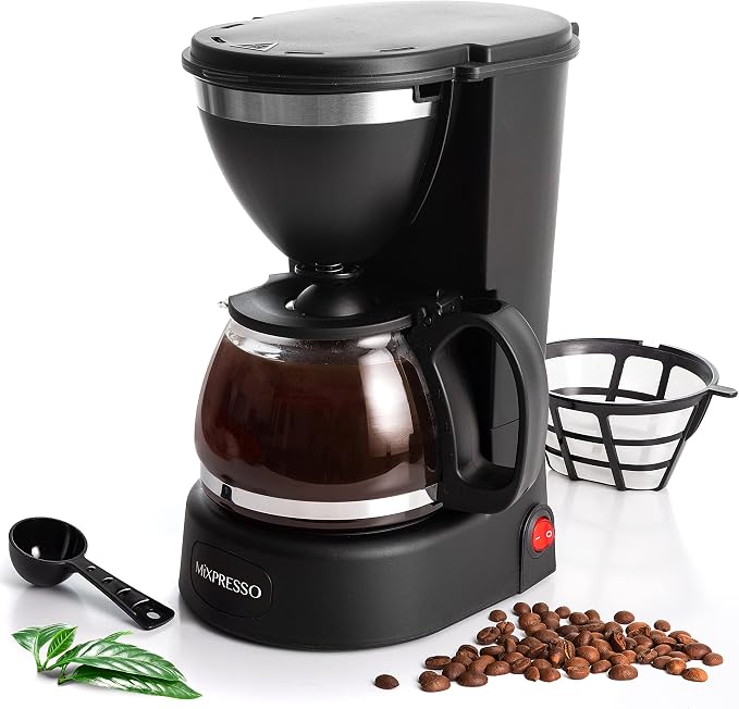 Mixpresso Drip Coffee Maker Coffee (6 Cups), Black