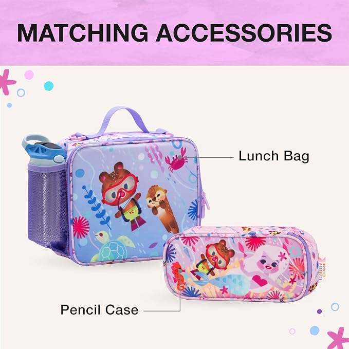 Traveler's Choice Kids JoJo the Bear's School Adventure, Under the Sea, Set (Backpack, Pencil Case, Lunch Box)