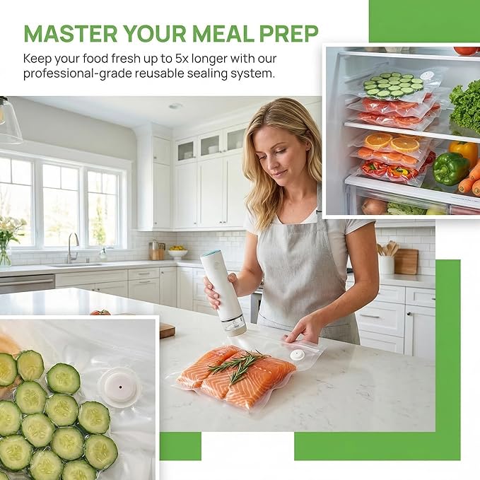 Vacuum Sealer Bags for Food, 60 Pcs (S+M+L) 8" x 10" and 10" x 13.8" and 11.8" x 13.8" Food Storage Bags for Sous Vide Cooking Microwave Heating, Air Valve Zipper Bags