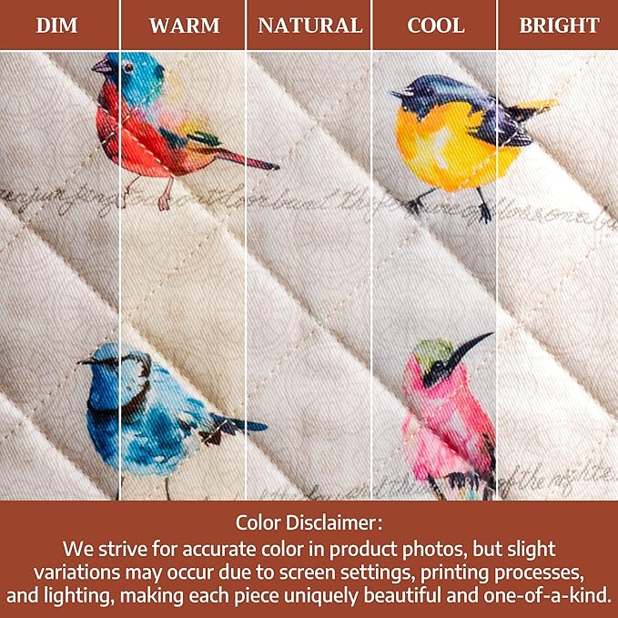 Maison d'Hermine Oven Gloves 100% Cotton Oven Mitt 7" x 13" with Loop Heat Resistant, BBQ, Cooking Gloves, Baking, Grilling, Kitchen, Handling Hot Pans Spring/Summer (Pack of 1, Birdies On Wire)