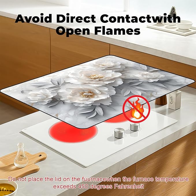 Heat-Resistant Glass Stove Top Cover with Anti-Slip Rubber Coating – 28.5x20.5 Inch Electric Stove Protector, Scratch-Resistant, Expands Counter Space, Stylish Kitchen Decor