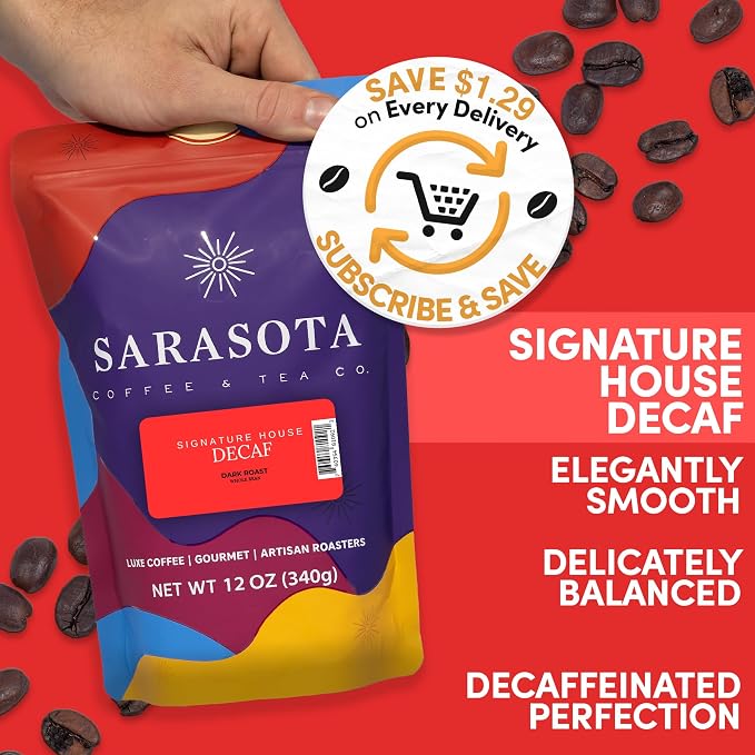 Decaf Whole Bean Coffee | Medium Roast Decaffeinated Coffee Beans | Smooth Low Acid Whole Bean | Specialty Grade | 12 oz