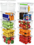 YAN & HIN 10 pcs/set Large Clear Storage Bins with Lids - Stackable, Transparent Pantry Storage with Handles - Nest Nicely for Easy Organization (11 "L x 7.5" W x 6.1 "H)