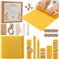 Beeswax Sheets for Candle Making, 30Pcs DIY Beeswax Candles Rolling Kit for Kids & Adults, Natural Honeycomb Sheets (8 x 8 Inch) with Cotton Wick, Bee Ornaments, Lace Ribbon and Hemp Rope