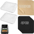 Air Fryer Accessories for CHEFMAN Multifunctional Digital Air Fryer 10 Qt, 2pack Basket Tray 100pcs Air Fryer Liners and 4pcs Black Non Stick Mat