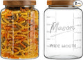 1 Gallon Glass Mason Jar with Airtight Wooden Lid, Wide Mouth Large Food Storage Container with Measurement Markings For Kitchen Pantry, Pickling, Cookies, Flour & Sugar - 2 Pack