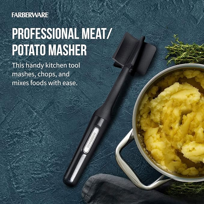 Farberware Easy to use Pro Pump Spinner + Professional Heat Resistant Nylon Meat and Potato Masher