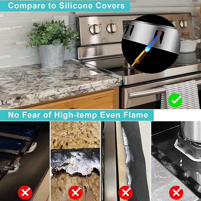 Stove Gap Covers - Stainless Steel, Kitchen Stove Counter Gap Cover Oven Gap Cover, Heat Resistant & Easy to Clean Stove Gap Filler, Upgraded Wider Top Suitable for Wider Stove & Counter Gaps (23.5")
