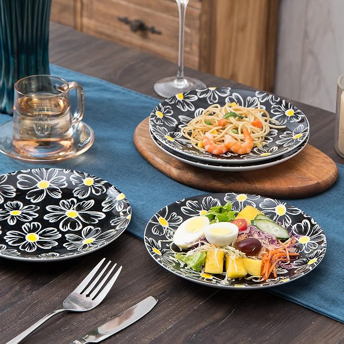 12-pieces Dinnerware Set Ceramic Dish Set Plates Sets Service for 4, Bowl Sets, Stoneware Dinnerware Sets, 12pcs Plate and Bowl Set for kitchen