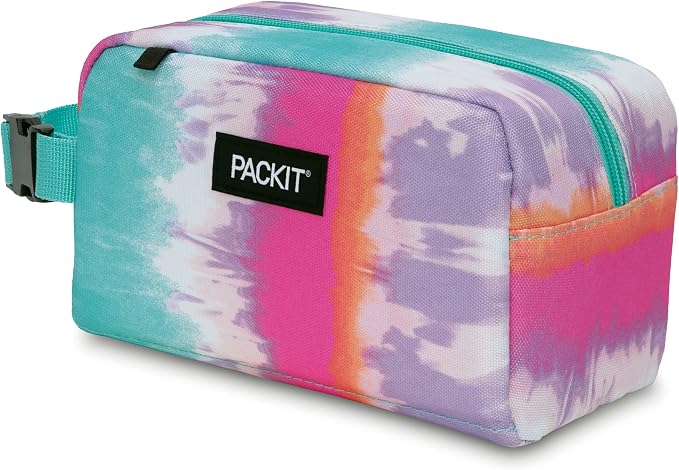 PackIt Freezable Snack Box, Tie Dye Sorbet, Built with EcoFreeze Technology, Collapsible, Reusable, Zip Closure with Buckle Handle, Designed For Work Snacks, Fresh Snacks On the Go, Adults