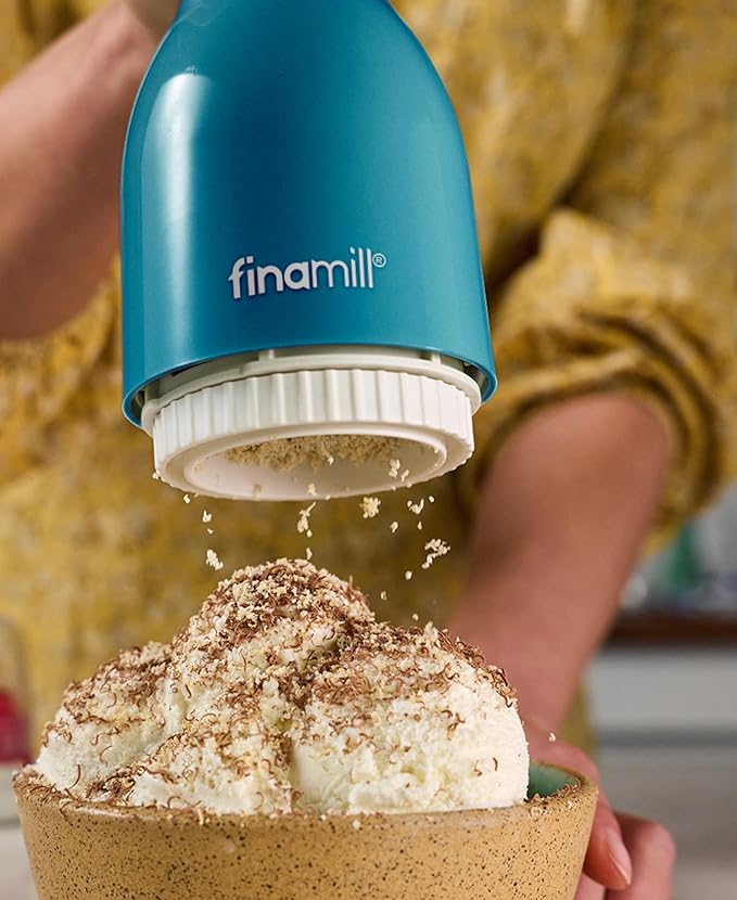 FinaMill Classic Battery Spice Mill – Battery Operated Salt and Pepper Grinder Set, Includes 2 Interchangeable Spice Pods, Adjustable Coarseness, Ceramic Grinder, LED Light, Home and Kitchen Gift Set