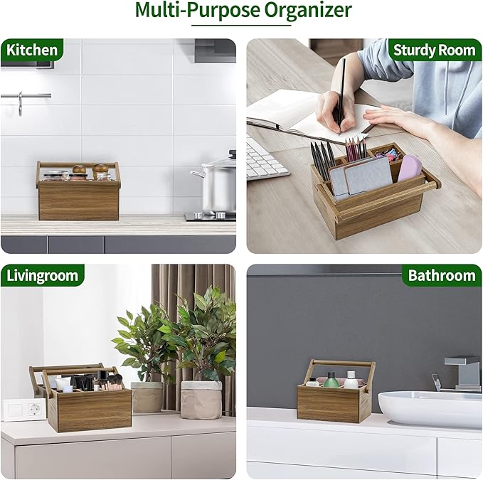 VaeFae Bamboo Silverware Drawer Organizer and Acacia Silverware Caddy Bundle