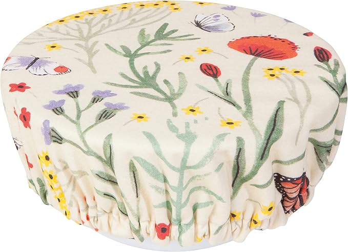 Now Designs Morning Meadow Save It Reusable Cotton Bowl Covers 7.5 and 9.25 inch, Set of 2