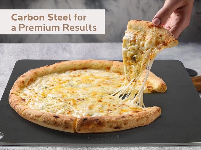 OLEEK Pizza steel Sheets for oven - Metal baking steels sheets for oven - Pizza steels 16x13.4 inches - Steel stone for oveens - Baking's pro pizzaa - Baking's stone